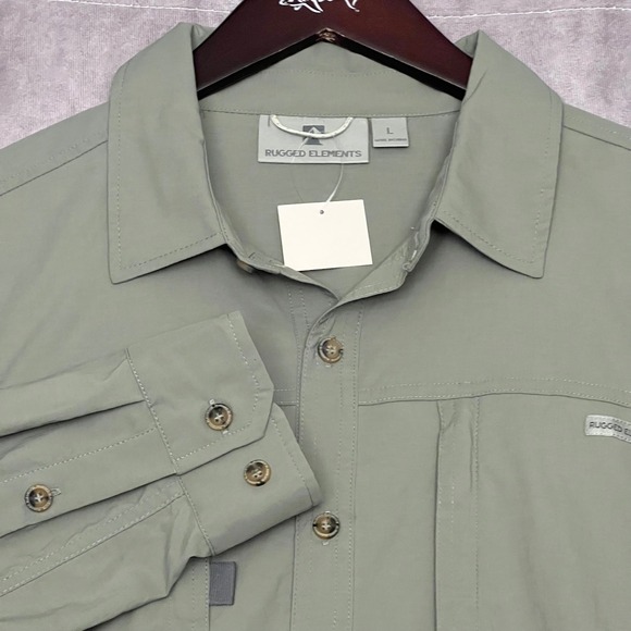 Rugged Elements Other - Rugged Elements Hiking Shirt Mens Large Green Mesh Vented Nylon Stretch